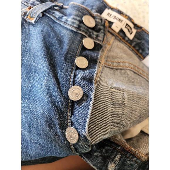 Levi's Redone 23" Button Fly Distressed Straight Leg Jeans - Picture 3 of 12